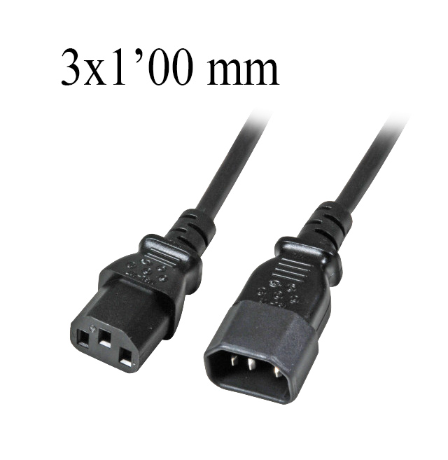 Cable de red C14 M/C13 H negro 3x1,00mm. 5m.