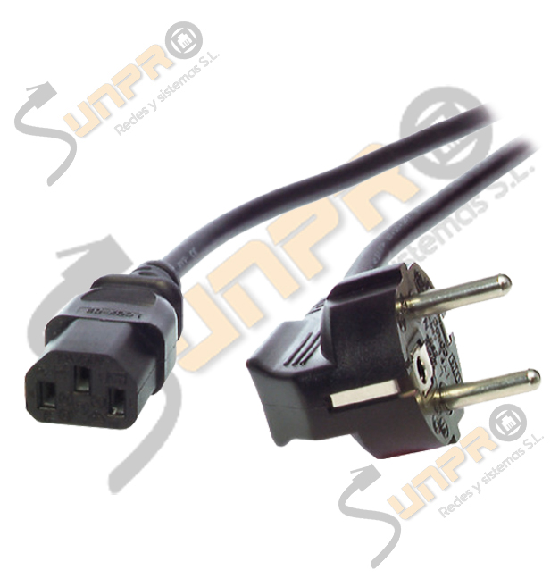 Cable de red schuko M 90º/C13 negro 3x0,75mm. 1,8m.