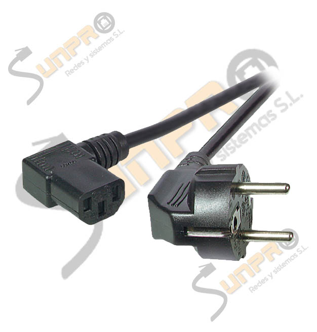 Cable de red schuko M 90º/C13 H 90º negro 3x1.00mm. 5m.
