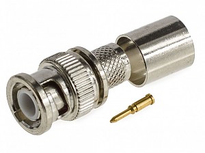 Conector Coaxial BNC M recto crimpar RG11 50 Ohm.
