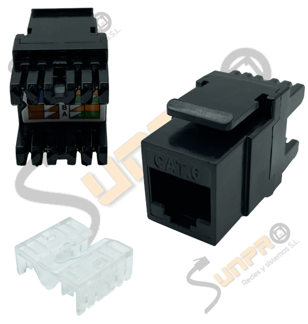 Modulo H RJ45 Cat. 6 UTP 180º 250 Mhz 1 Gbit negro