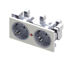 Modulo doble schuko con protección blanco