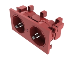 Modulo doble schuko con protección rojo