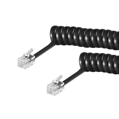 Cable telefonico rizado RJ9 5m. negro