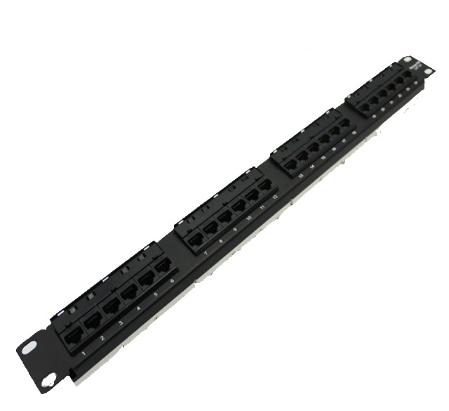 Panel UTP Cat. 5e 24 puertos 19" 1U 110 100 Mhz 1 Gbit tipo Amp