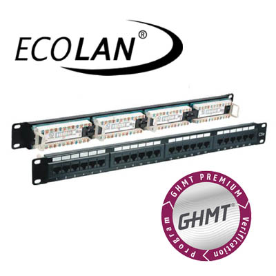Panel UTP Cat. 6 24 puertos 19" 1U LSA 250 Mhz 5 Gbit ECOLAN
