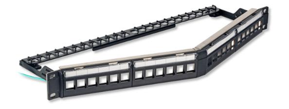 Panel modular vacio 19" 1U 24 huecos angulado en V IDEAL