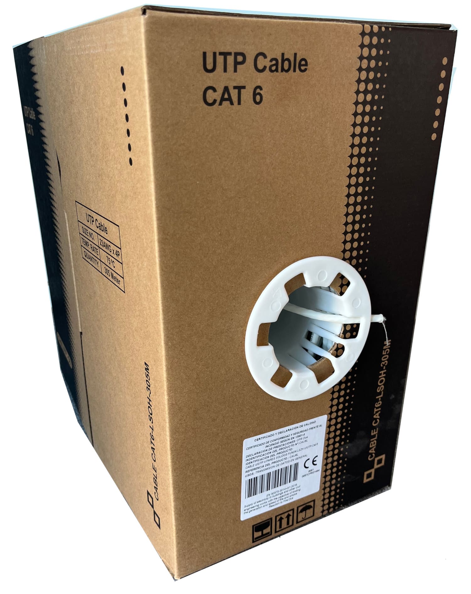 Cable Cat. 6 U/UTP LSZH Cca rígido 305m. blanco CPR Dca AWG23