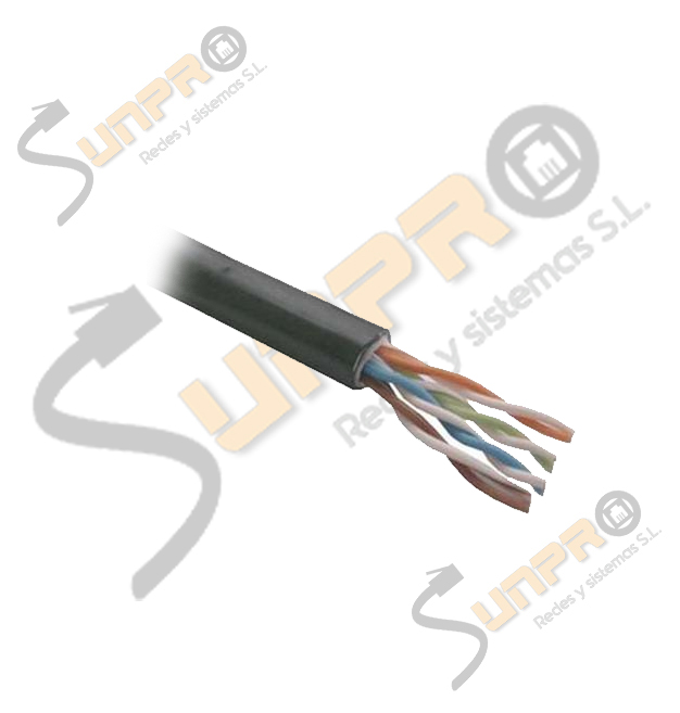 Cable Cat. 6 UTP PE Cca rígido exterior 305m. negro CPR Fca AWG23