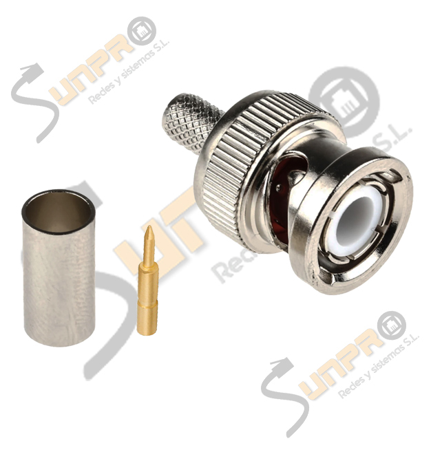 Conector Coaxial BNC M recto crimpar RG58/223 50 Ohm.