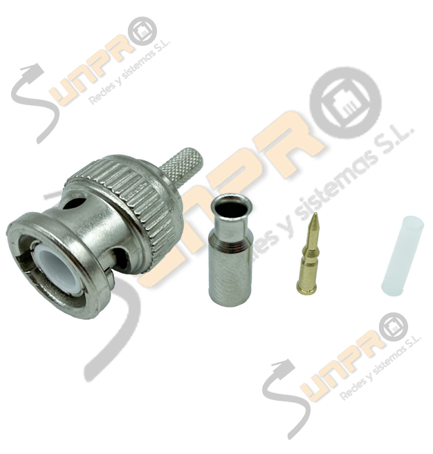 Conector Coaxial BNC M recto crimpar RG174 50 Ohm.