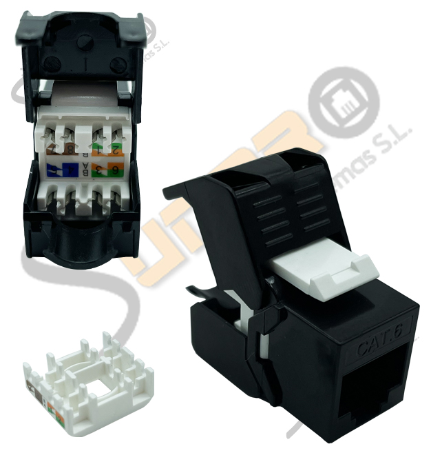 Modulo H RJ45 Cat. 6 UTP 180º 250 Mhz 5 Gbit tooless negro IDEAL