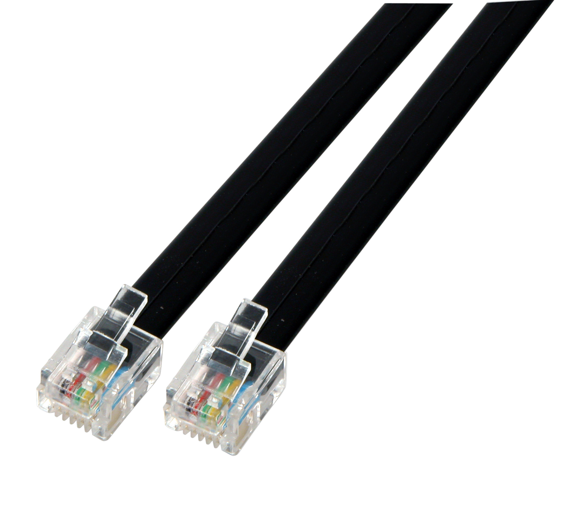 Cable telefonico Plano RJ11 6/4 M/M 1m. negro