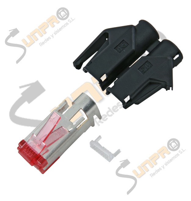 Conector RJ49 Cat.6 TM21 Hirose+protector negro+guía 100 pzas.