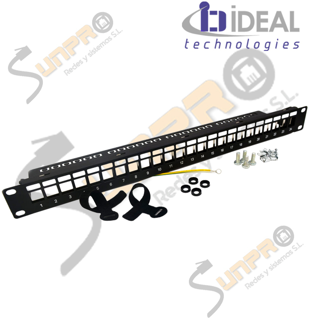 Panel modular vacio 19" 1U 24 huecos UTP/FTP IDEAL .