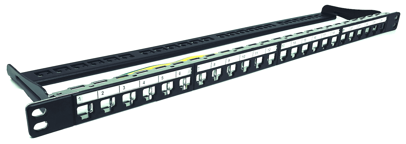 Panel 24 puertos 19" 1/2U vacio negro IDEAL