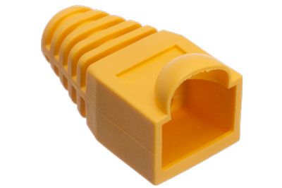 Protector conector RJ45 macho con nido amarillo