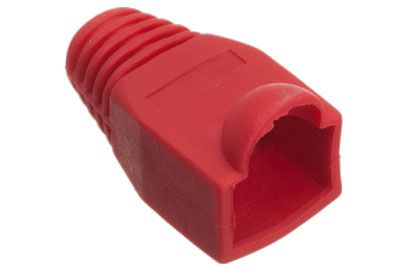 Protector conector RJ45 macho con nido rojo
