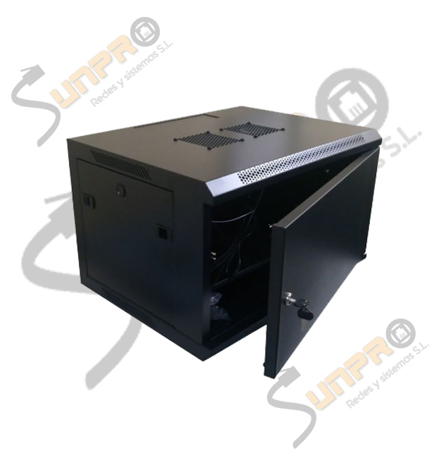 Rack mural 19" 4U 1 Cuerpo F-450mm. puerta perforada RAL9004