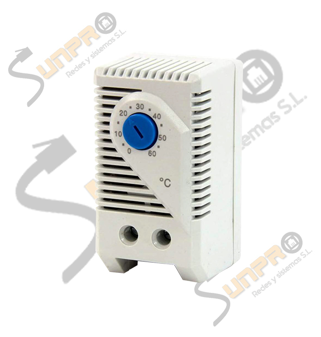 Termostato analógico azul 60º + soporte de fijacion Rack